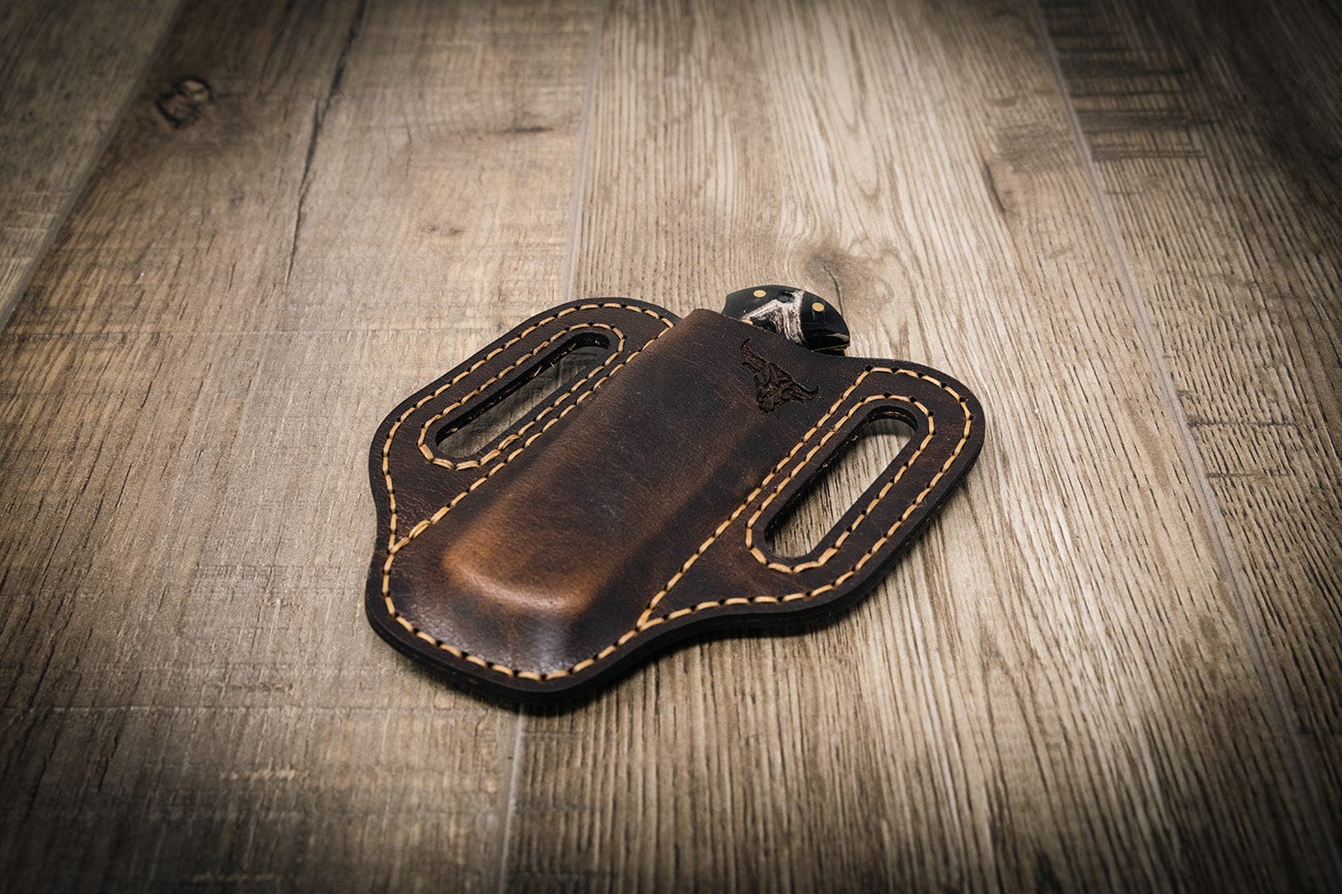 4 Inch Printed Brown Leather Sheath