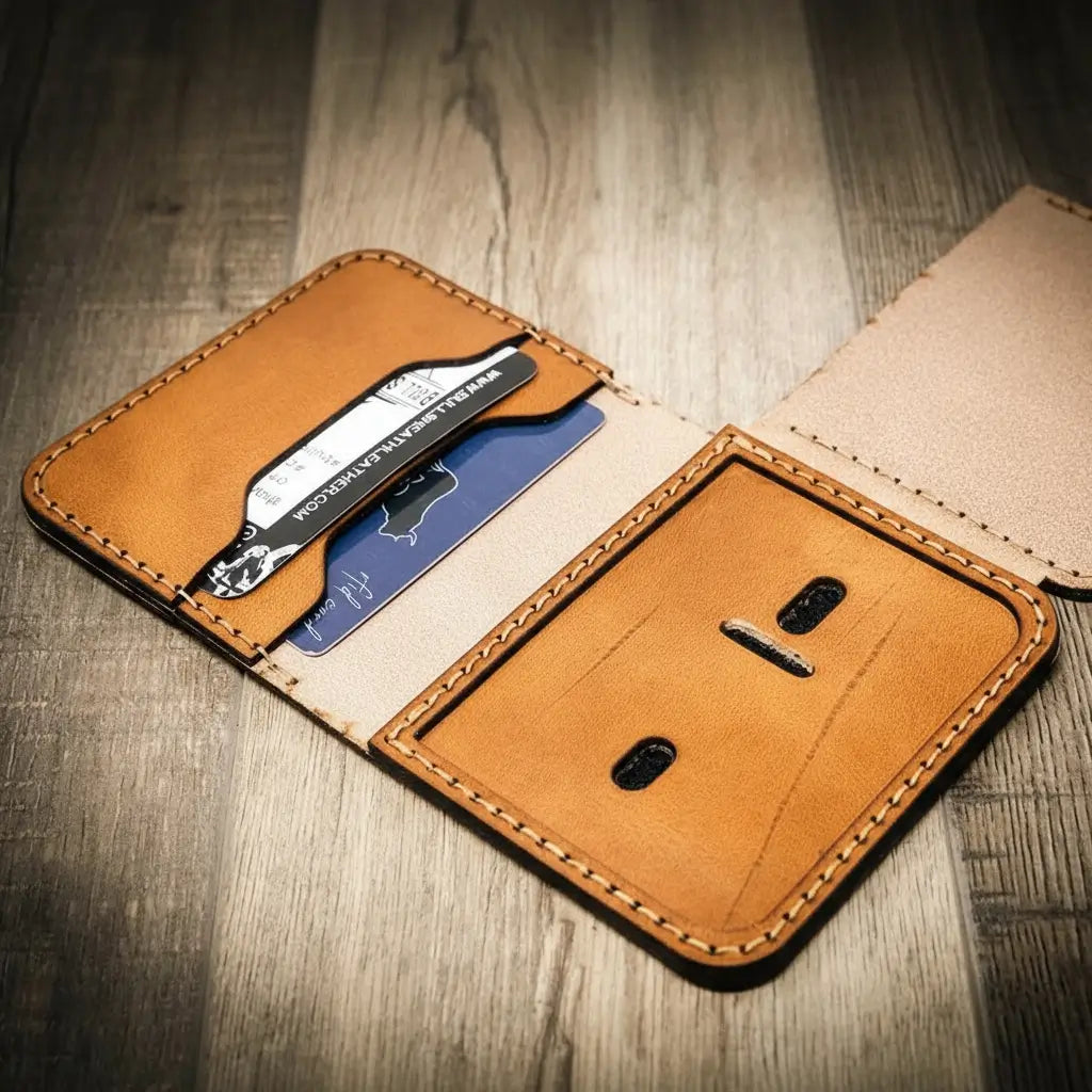 Minimalist Badge Wallet – Bull Sheath Leather