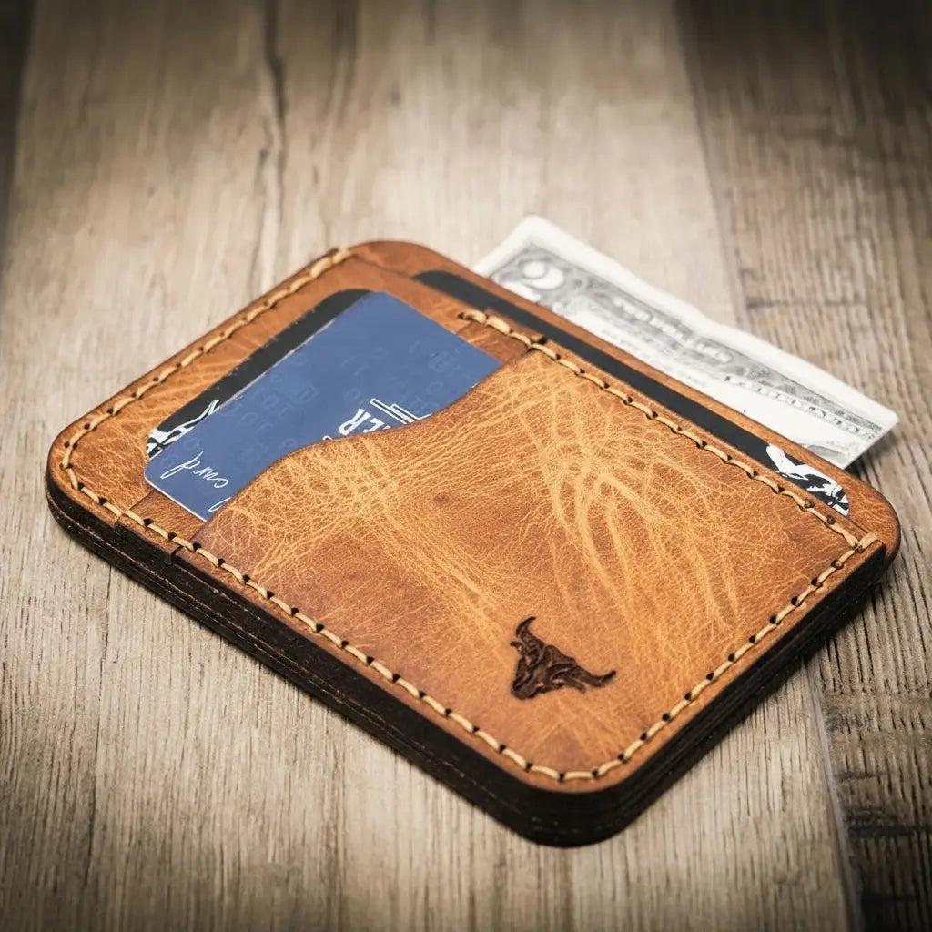 Mansfield Minimalist Wallet — Holds 6–9 Cards, USA Made – Bull