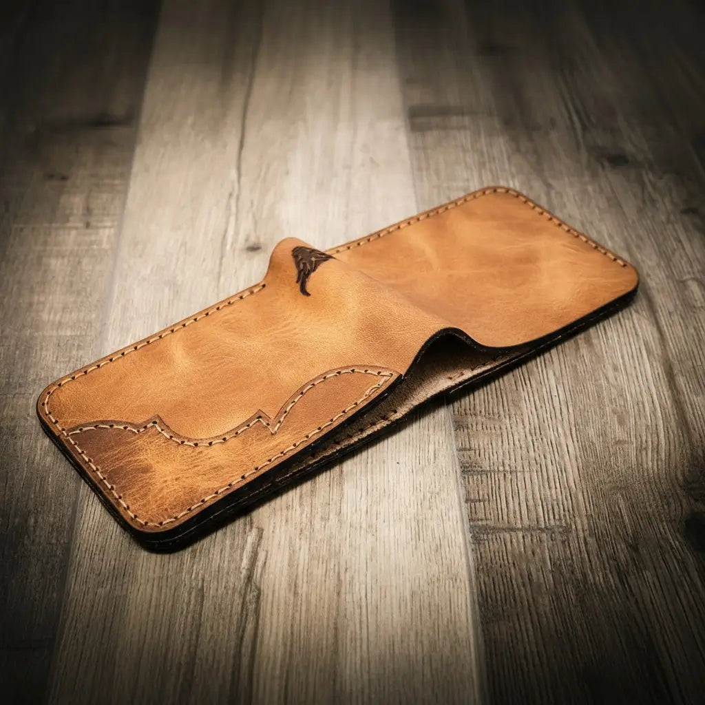 Western Bifold Wallet - Laser Engraving - Saddle Tan – Bull  display picture 1