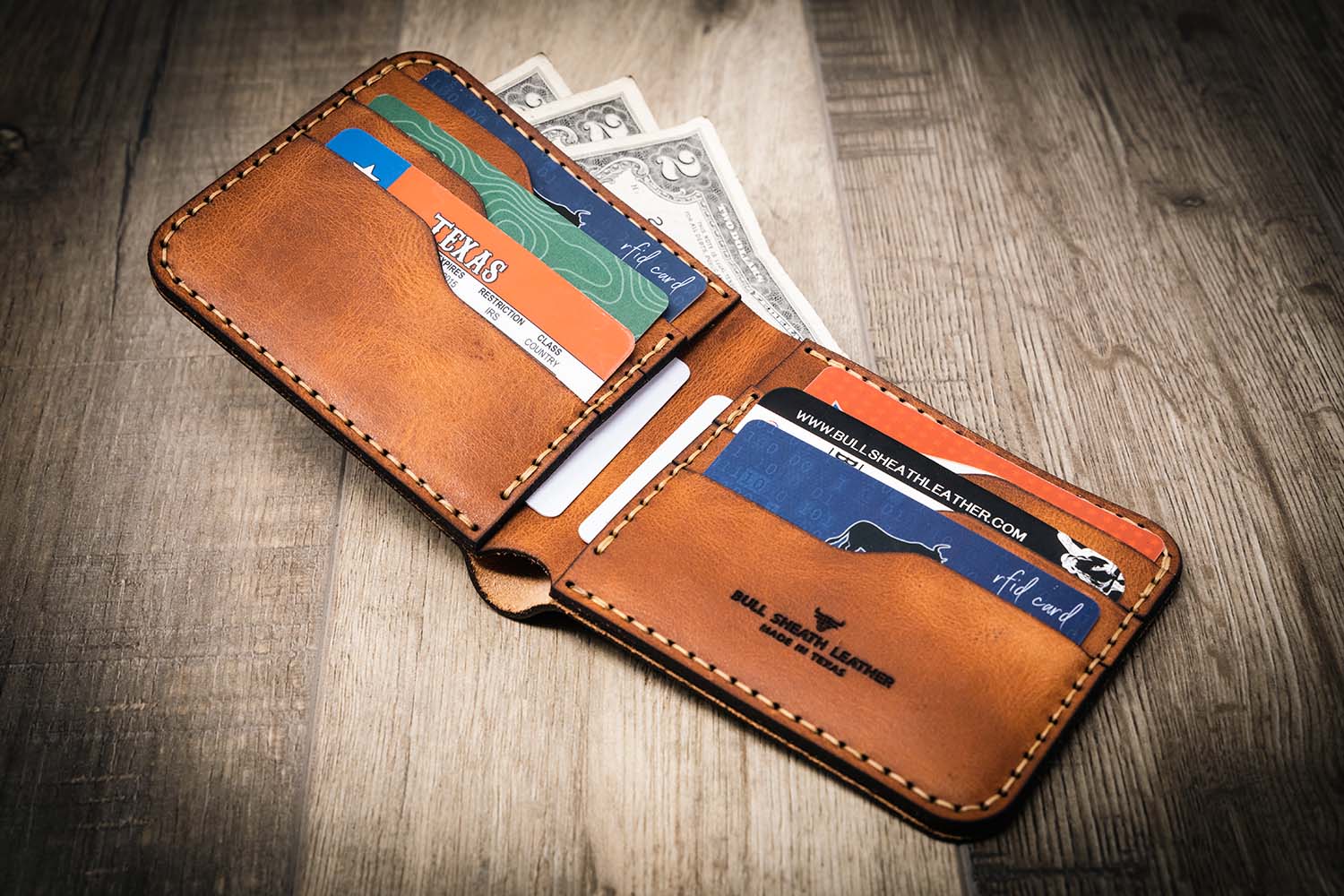 Slim Leather Wallet - The Pflugerville - Chestnut