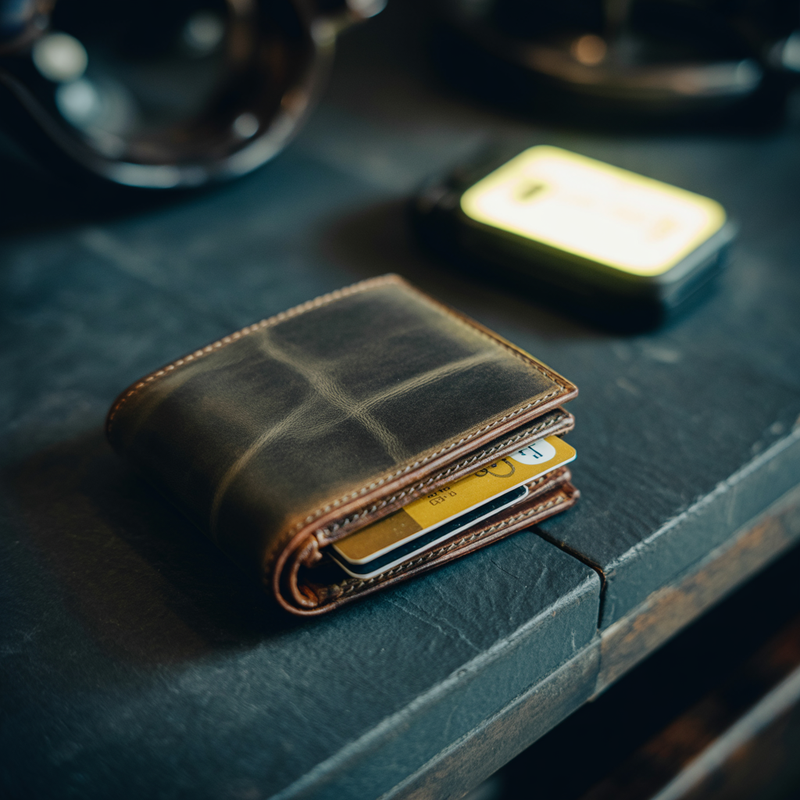 RFID blocking wallet leather — Bull Sheath Leather