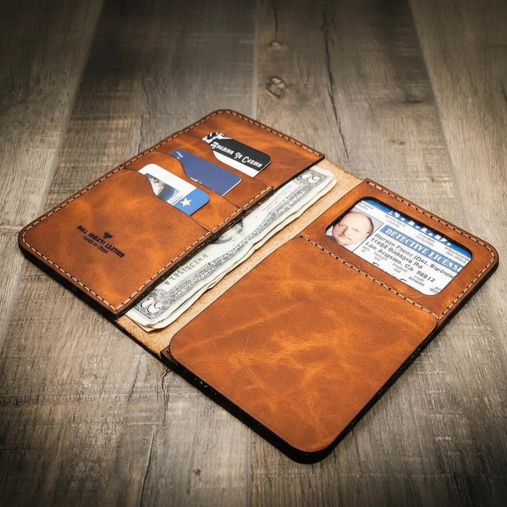 Badge Long Wallets — leather badge long wallets for officers | Bull Sheath Leather