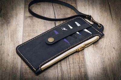 Aledo Zip Wallet - Navy Bull Sheath Leather