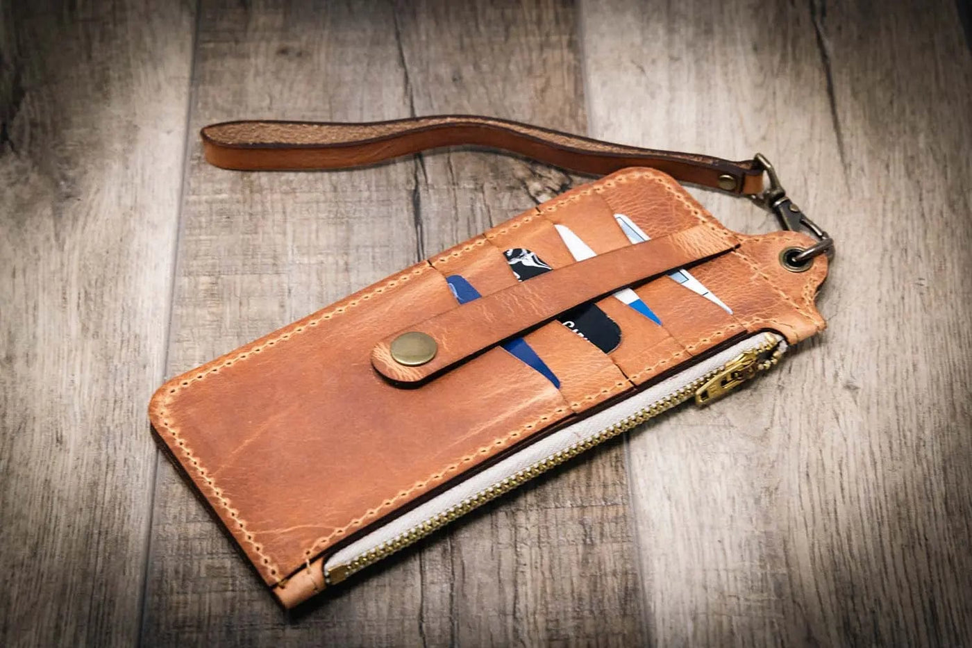 Aledo Zip Wallet - Saddle Tan Bull Sheath Leather