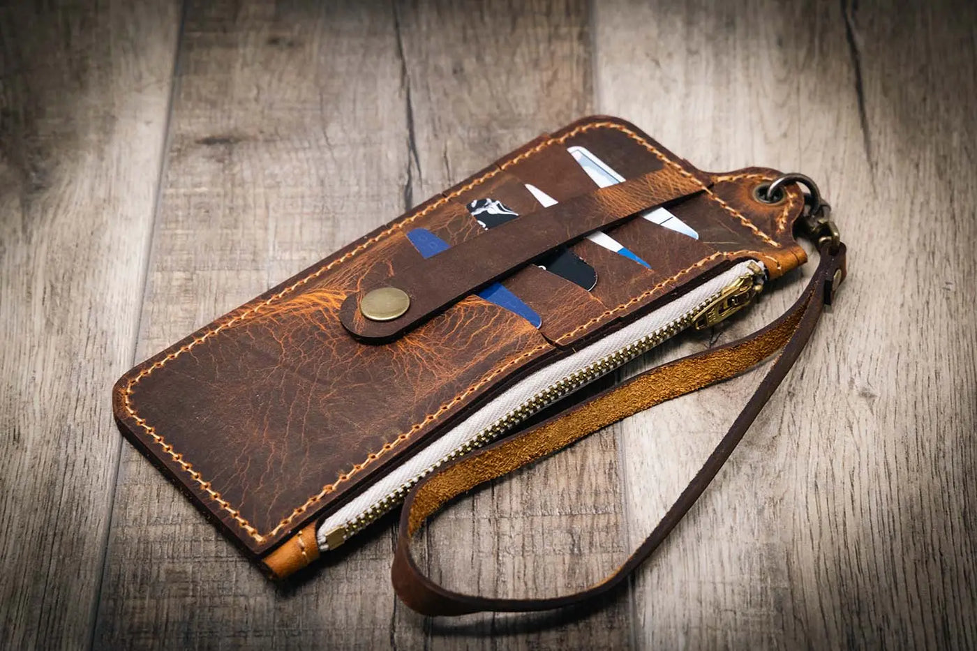 Aledo Zip Wallet - Walnut Bull Sheath Leather