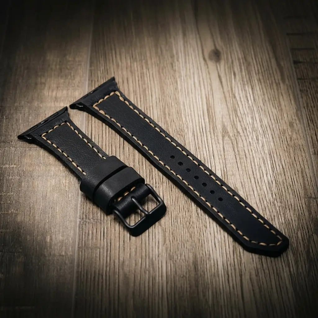 Apple Watch Leather Band - Black Bull Sheath Leather