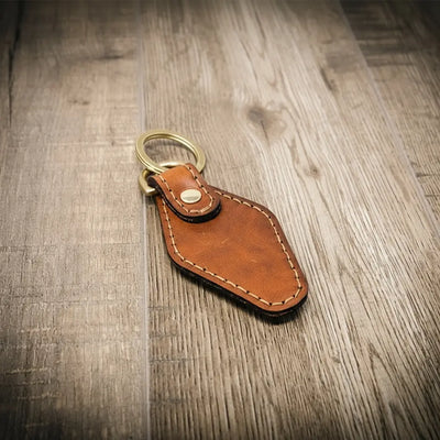 Leather Keychain | Custom Keychain - Chestnut