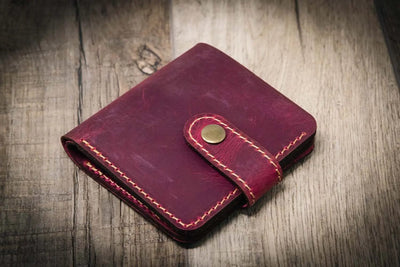 Glory Snap Bifold Wallet - Pink Bull Sheath Leather