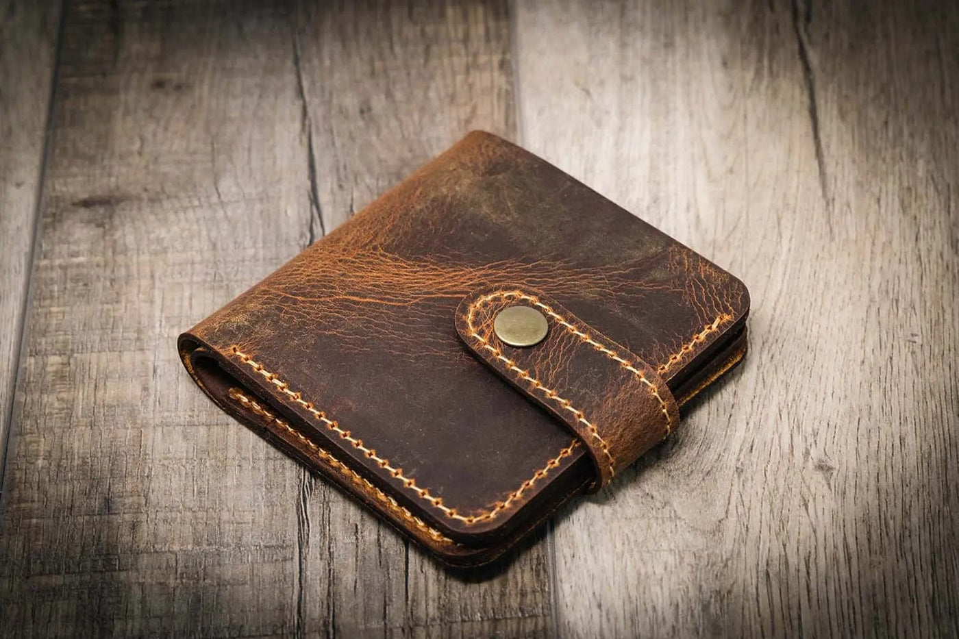 Glory Snap Bifold Wallet - Walnut Bull Sheath Leather