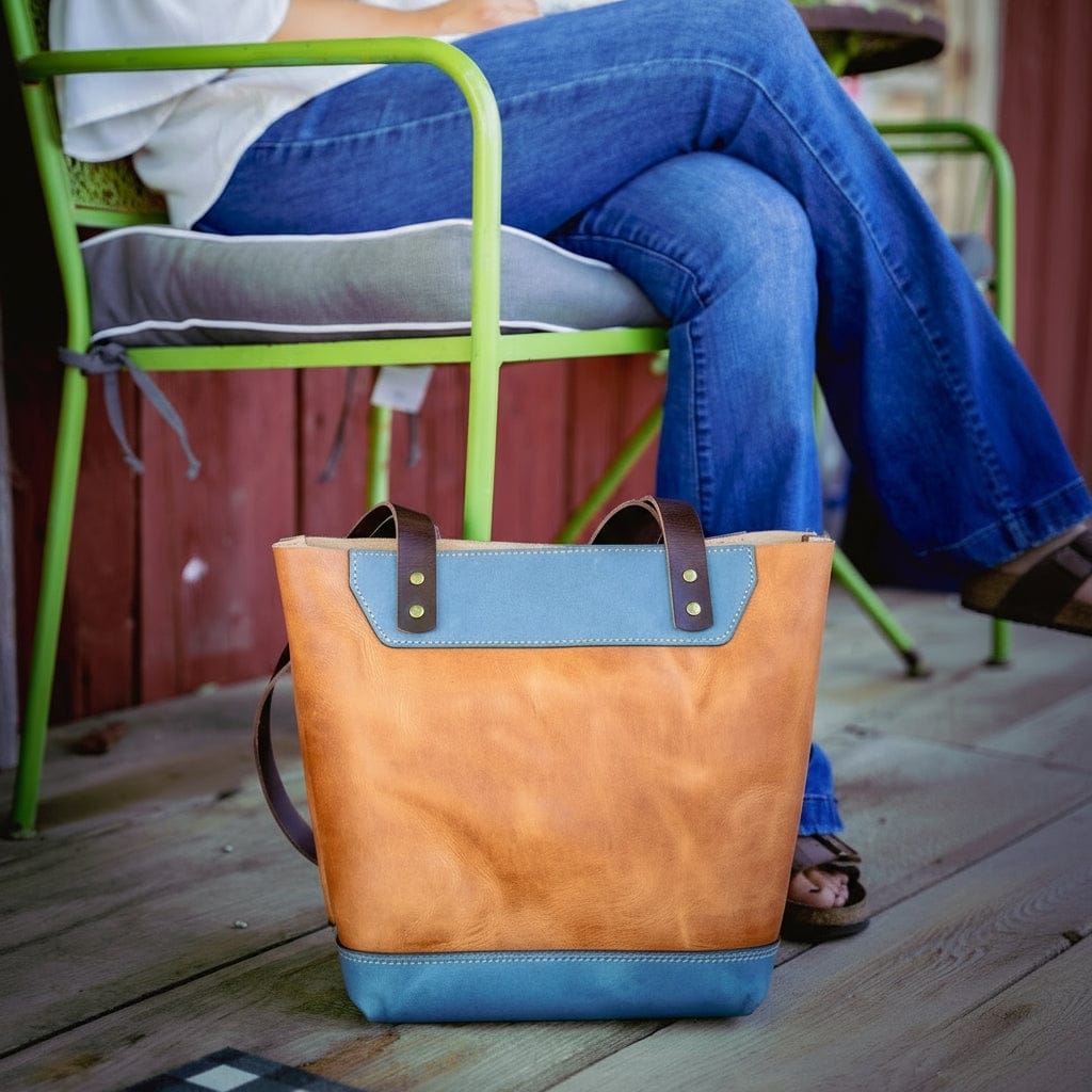 The Naomi Leather Tote Bag - Ocean Tide