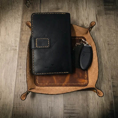 leather catch all, leather valet tray, valet tray for men
