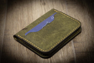 Mens Leather Wallet | Slim Wallet for Men | Green Leather Wallet