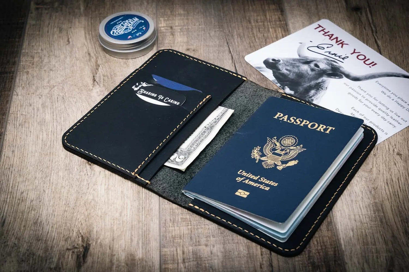 Nomad Leather Passport Holder - Black Bull Sheath Leather