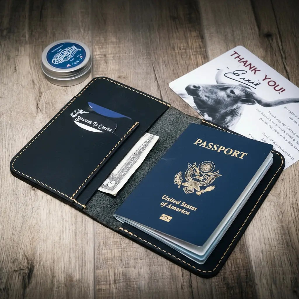Nomad Leather Passport Holder - Black Bull Sheath Leather