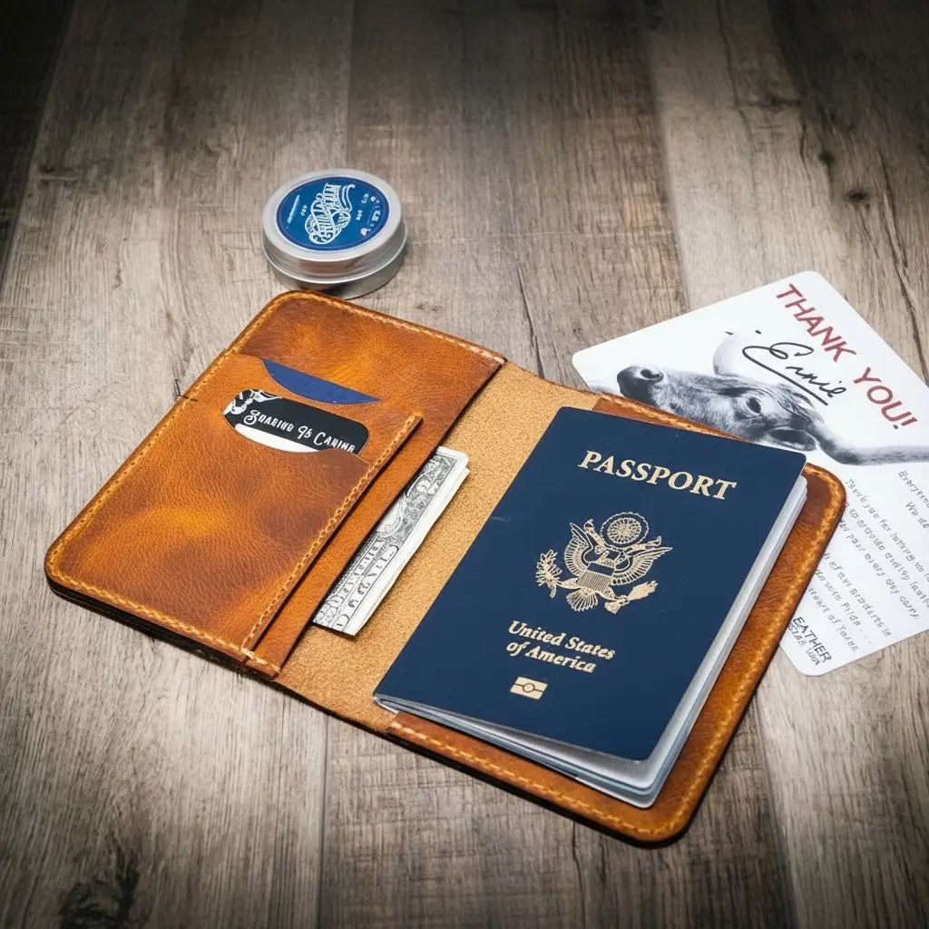 Nomad Leather Passport Holder - Chestnut Bull Sheath Leather
