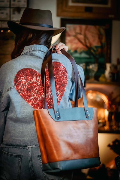The Naomi Leather Tote Bag - Ocean Tide Bull Sheath Leather