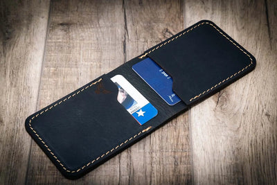 Peyton Small Card Holder- Black Bull Sheath Leather