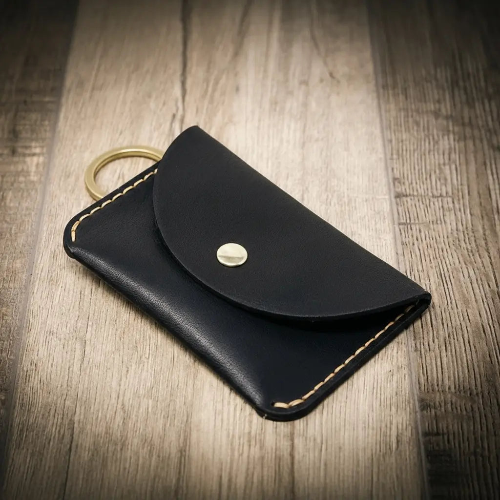 The Richmond Leather Keychain Wallet in Black