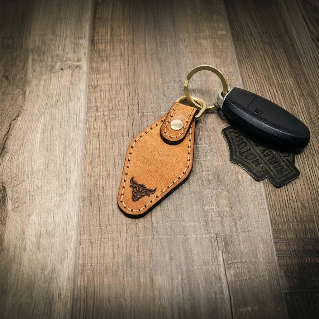 Leather Keychain | Custom Keychain - Brandy