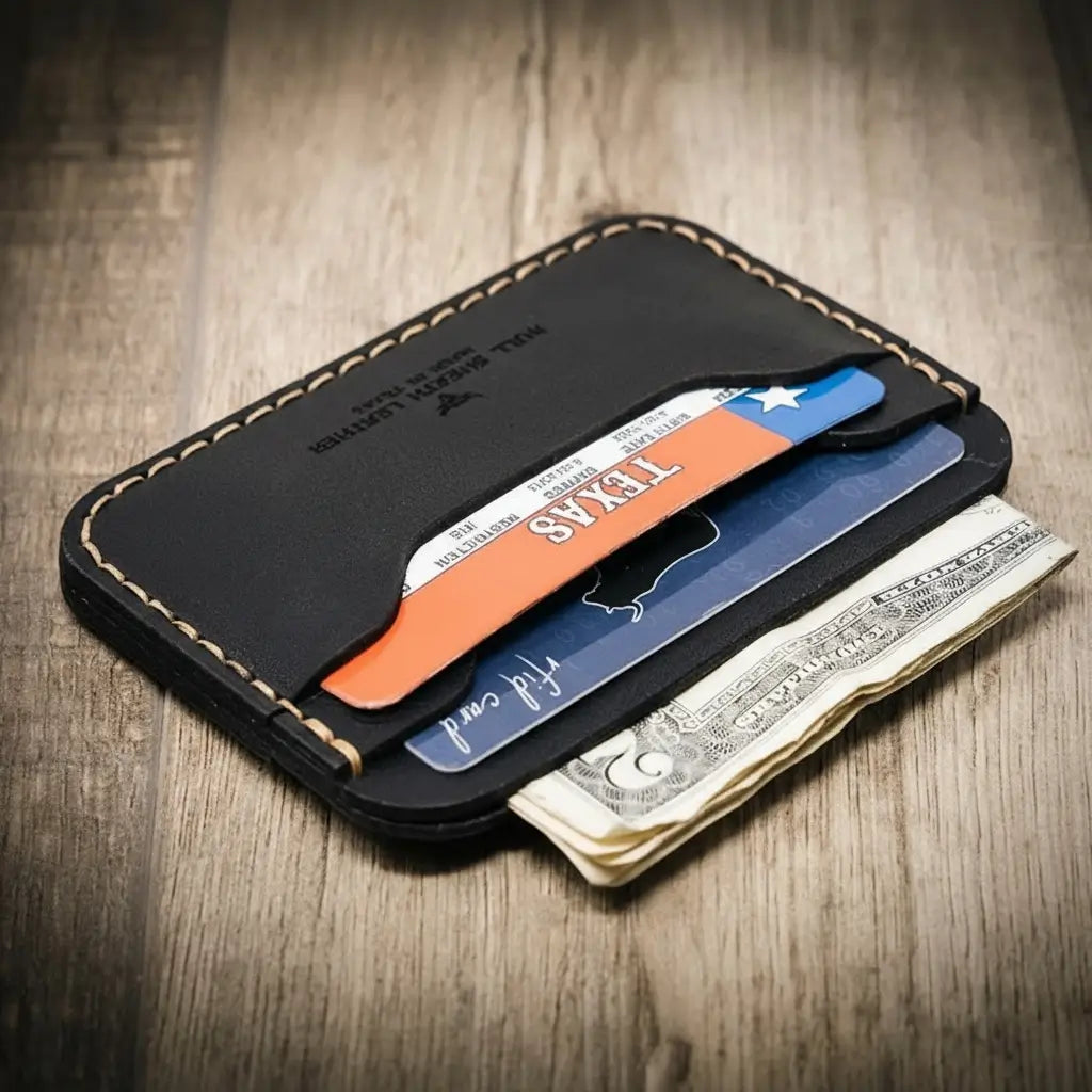leather credit card sleeve Pflugerville Card Wallet Saddle Tan