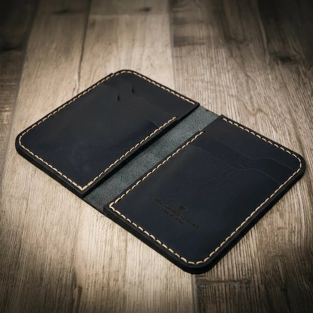 mens leather wallet in black
