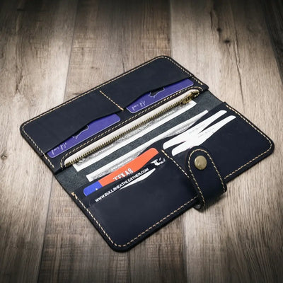 Sunshine Ladies Long Wallet - Black Bull Sheath Leather
