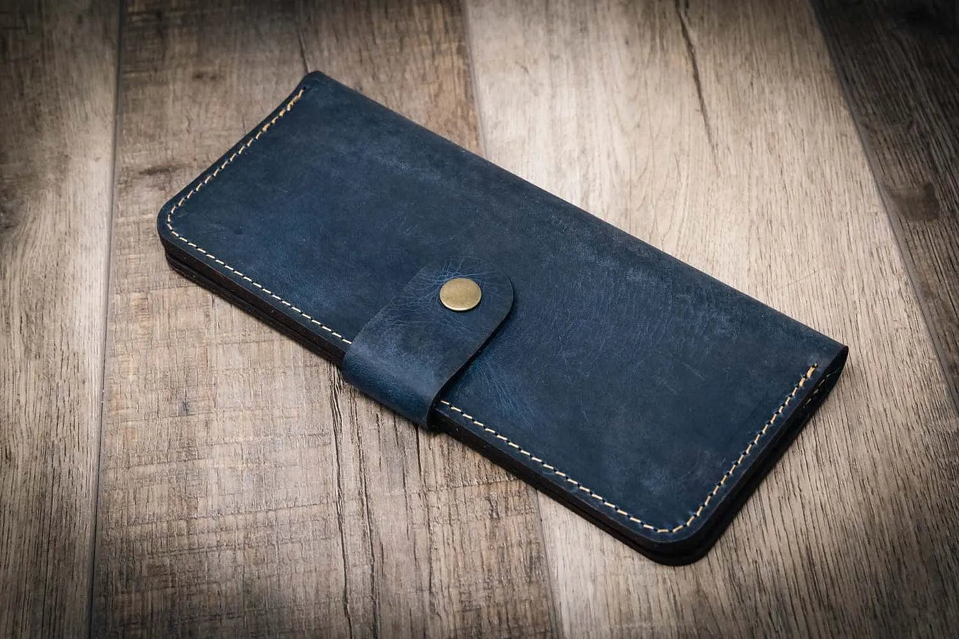 Sunshine Ladies Long Wallet - Navy Bull Sheath Leather