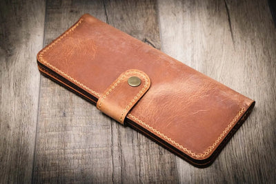 Sunshine Ladies Long Wallet - Saddle Tan Bull Sheath Leather