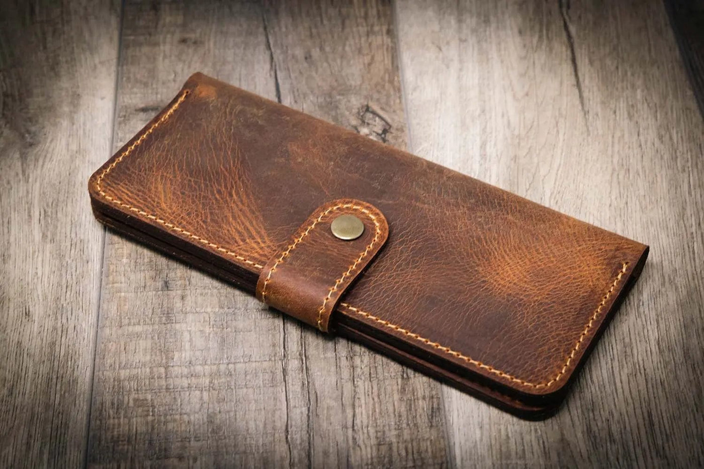 Sunshine Ladies Long Wallet - Walnut Bull Sheath Leather