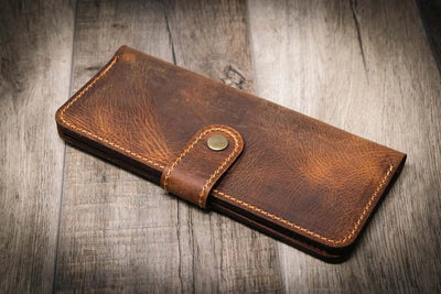 Sunshine Ladies Long Wallet - Walnut Bull Sheath Leather