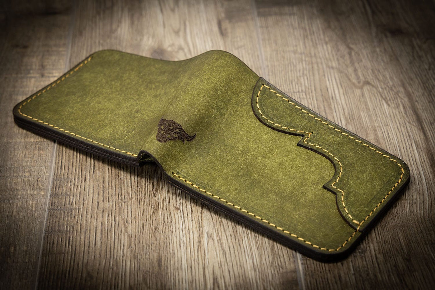 Mens Leather Wallet Olive Green