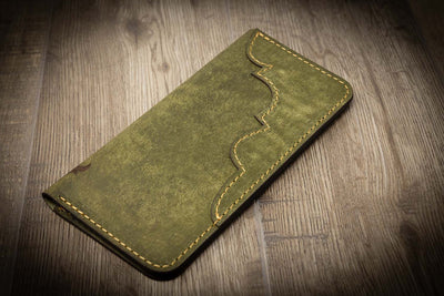 Green Leather Western Long Wallet