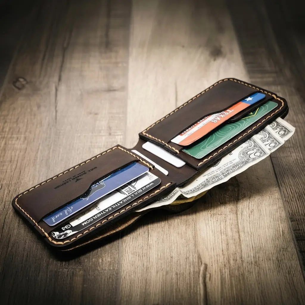 Western Bifold Wallet Bull Sheath Leather

