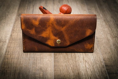 Badge Clutch Wallet - Chestnut Bull Sheath Leather