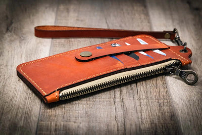 Aledo Zip Wallet - Orange Bull Sheath Leather