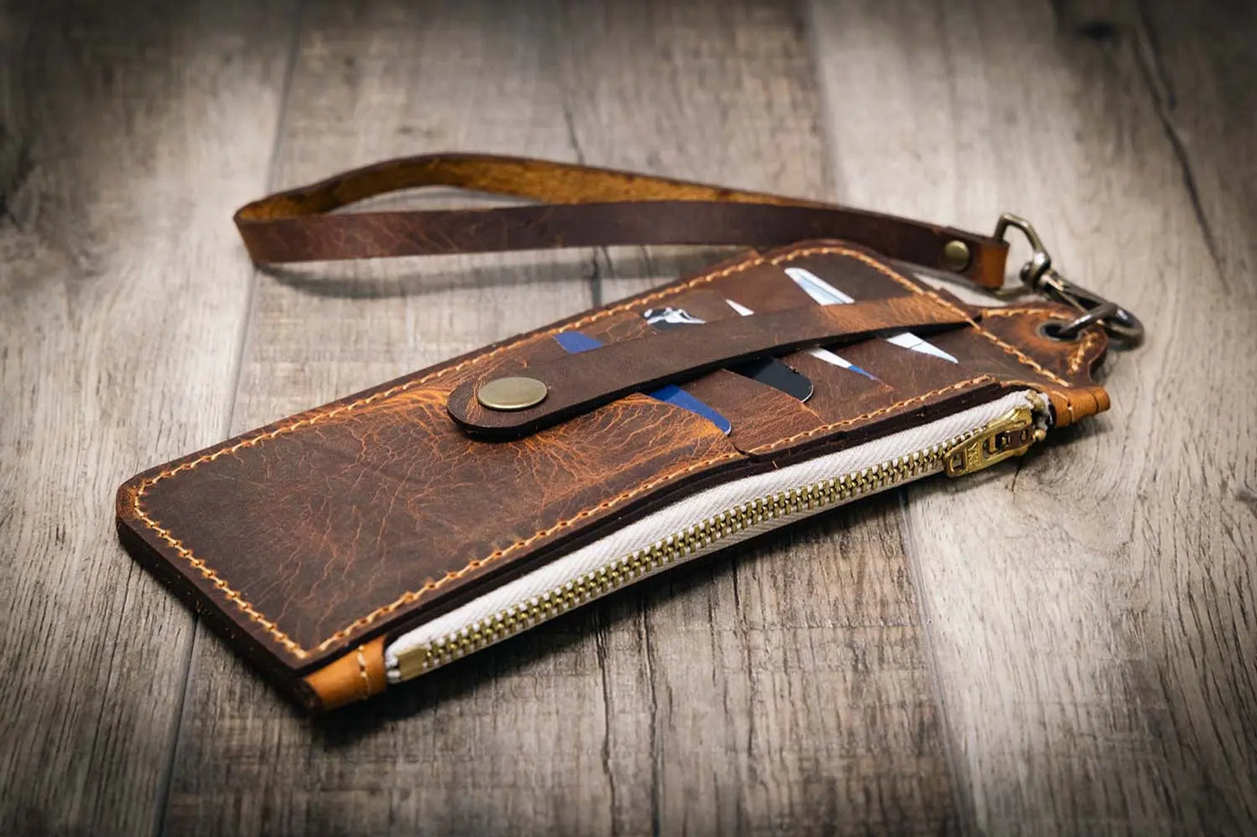 Aledo Zip Wallet - Walnut Bull Sheath Leather