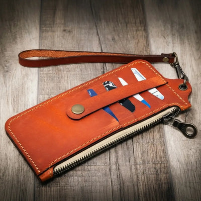 Aledo Zip Wallet - Orange Bull Sheath Leather