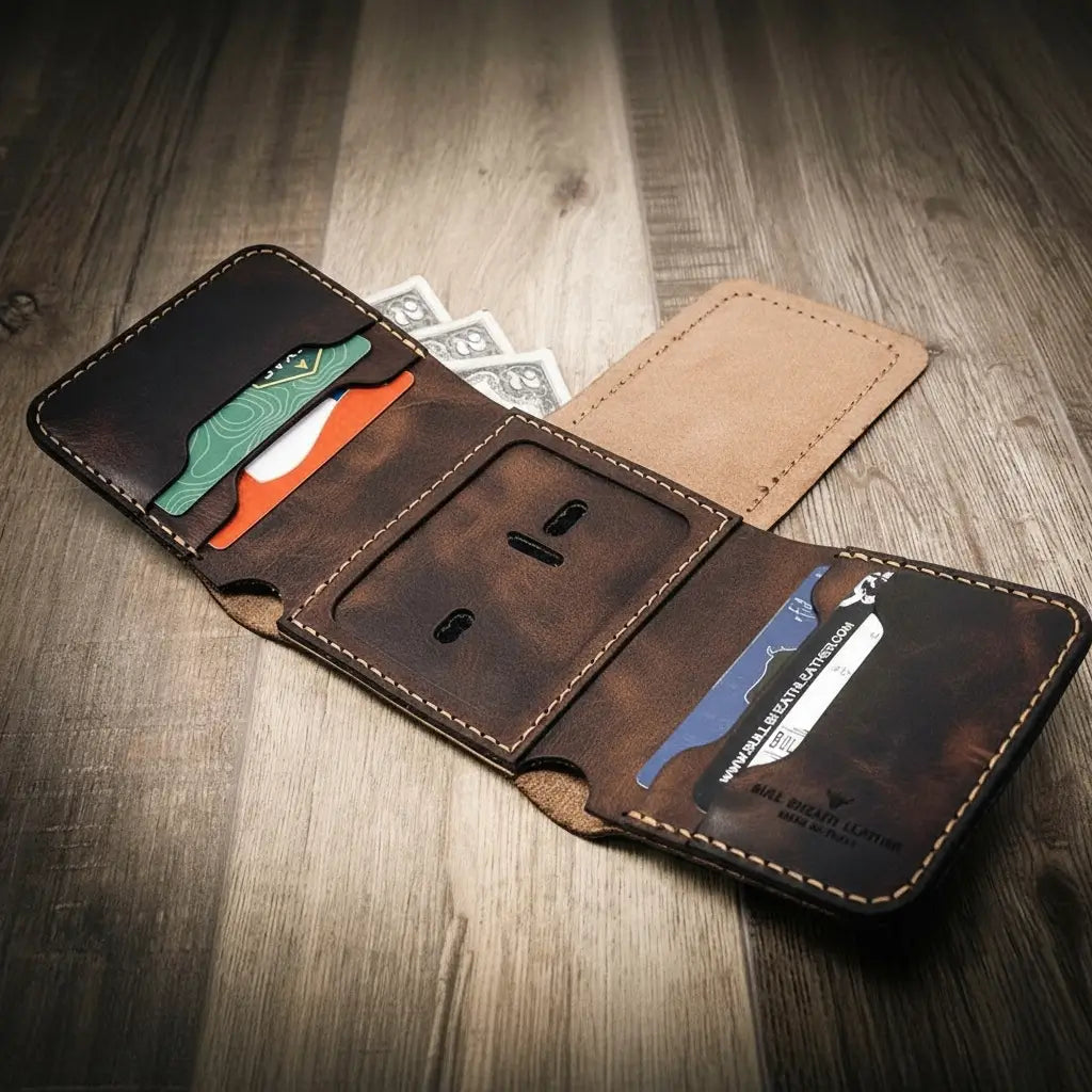 Leather trifold badge wallet
