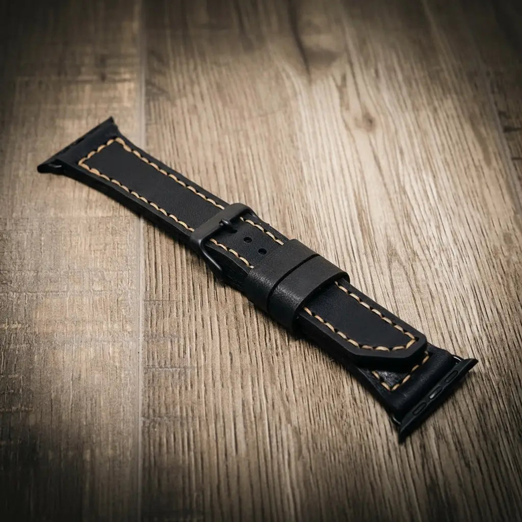 Leather Apple Watch Band - Black