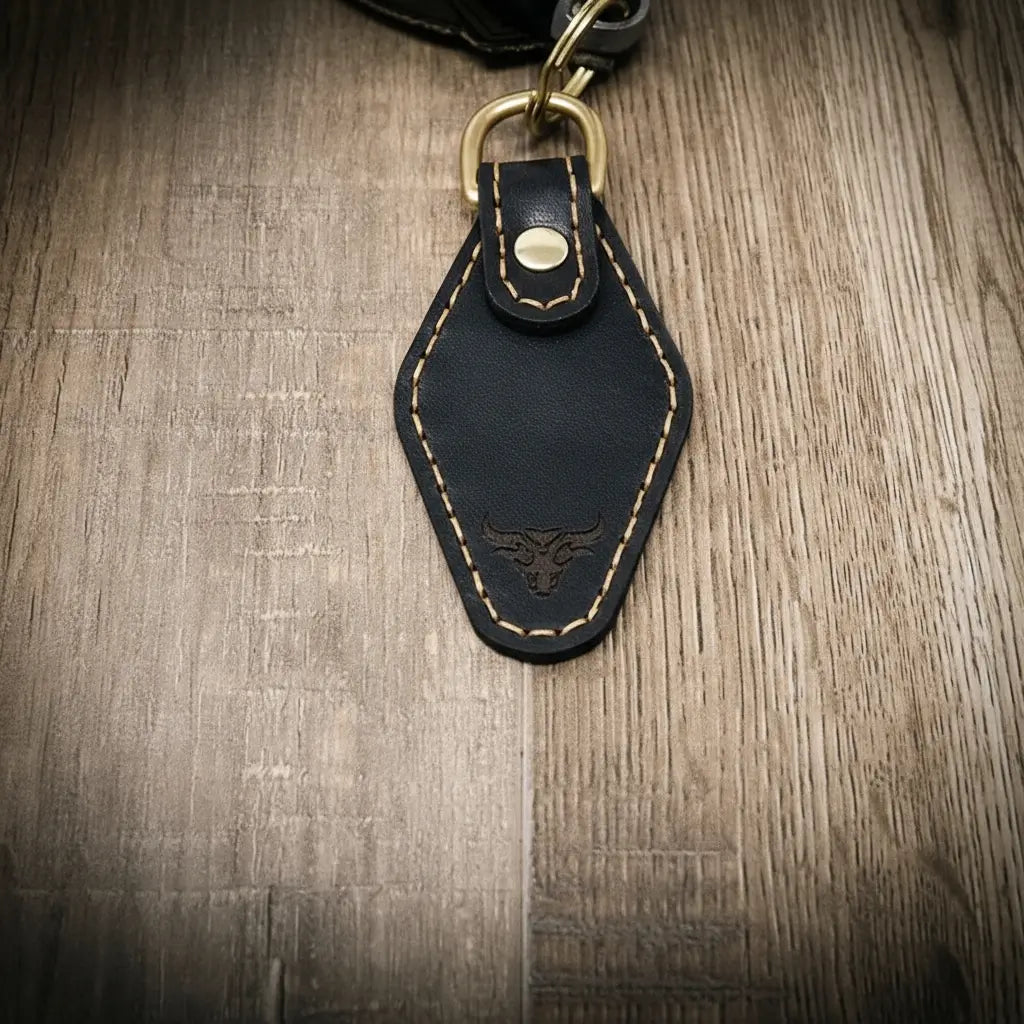 Leather Keychain | Custom Keychain - Black