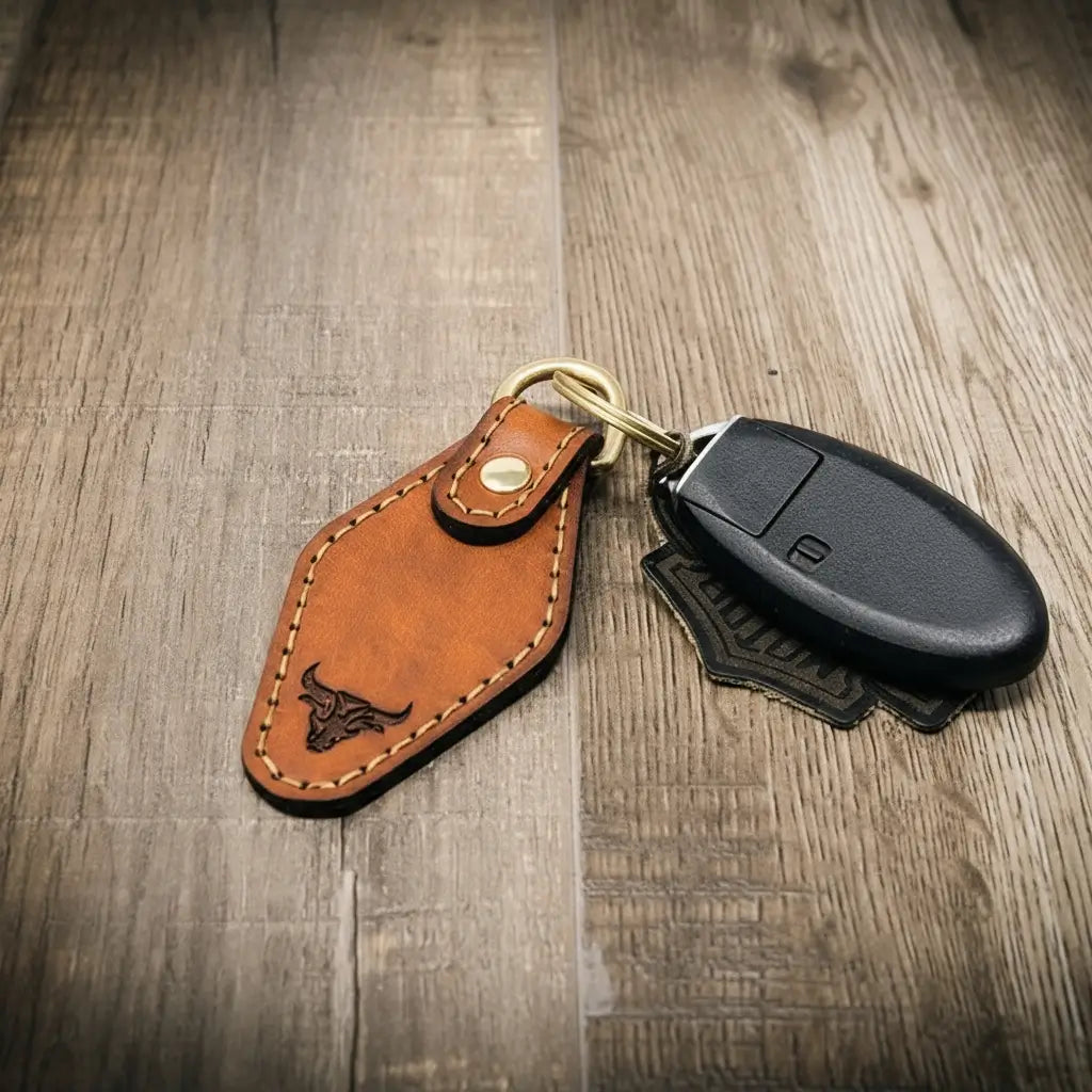 Leather Keychain | Custom Keychain - Chestnut
