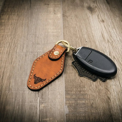 Leather Keychain | Custom Keychain - Chestnut