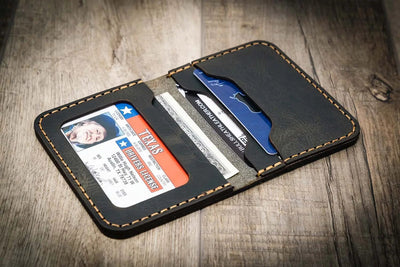 The Georgetown Minimalist Wallet in Slate Grey Bull Sheath Leather