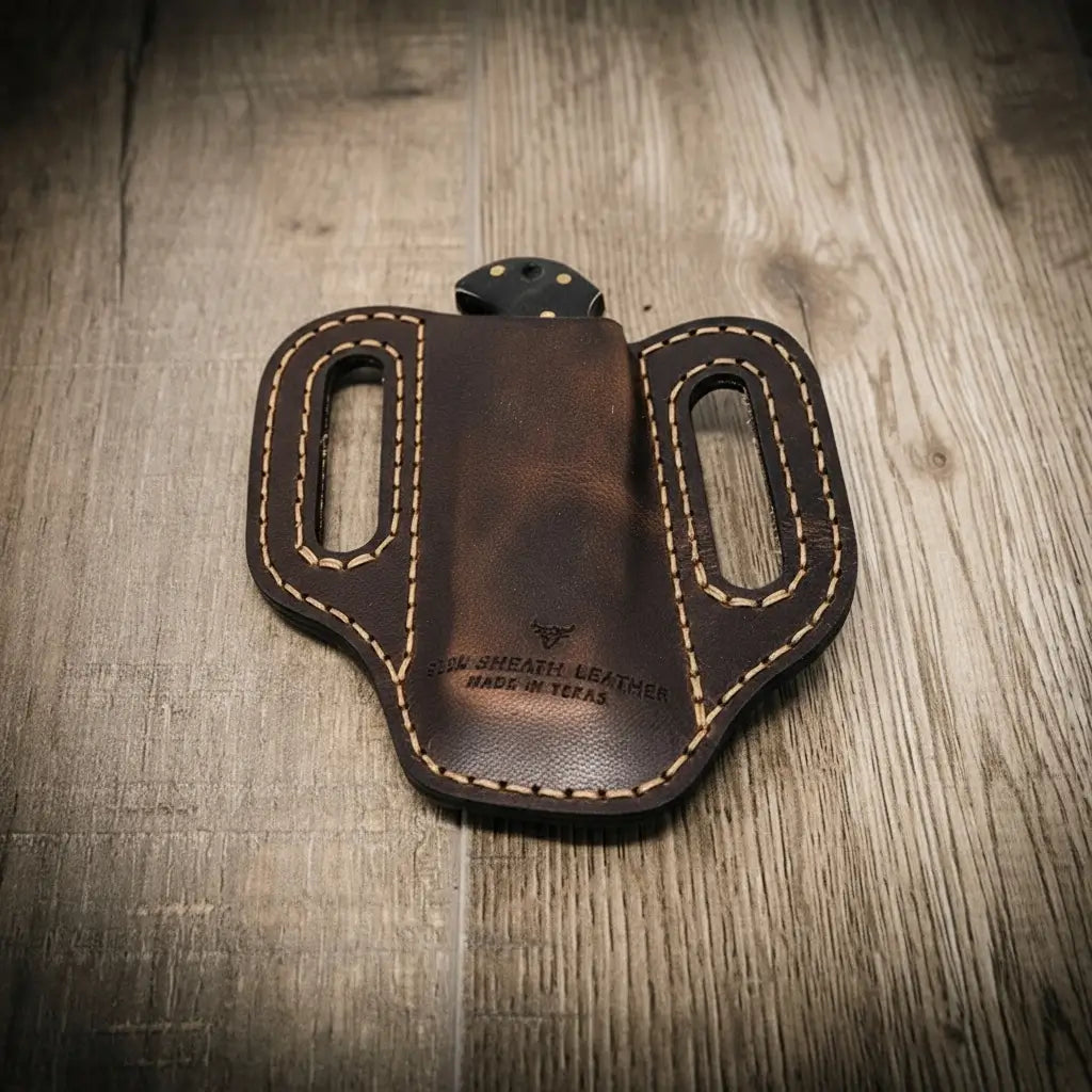 Custom Leather Knife Sheath - Walnut Brown