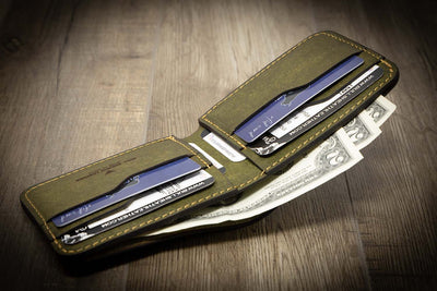 Made in the USA Green Leather Wallet