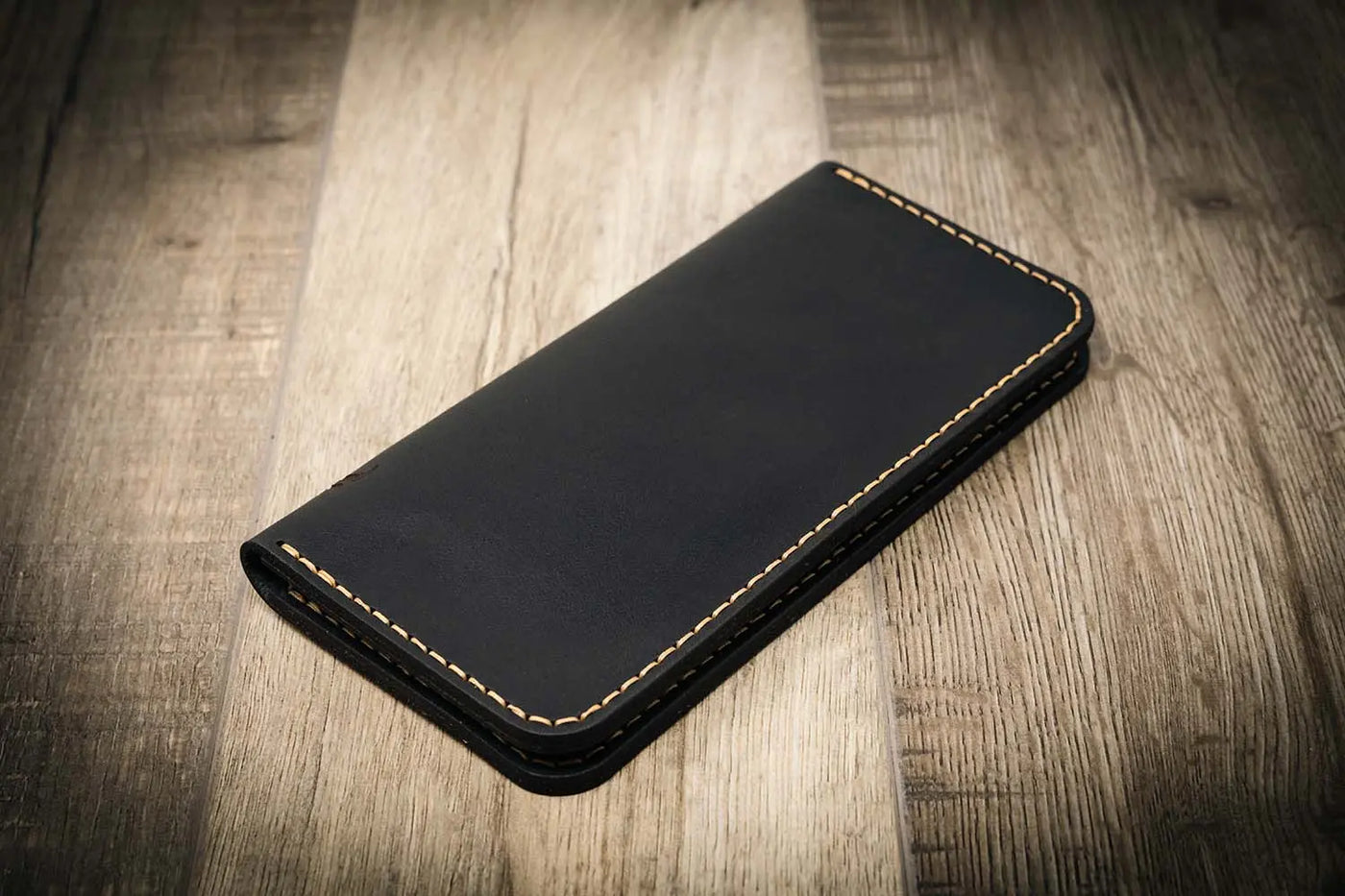 Black Leather Long Wallet