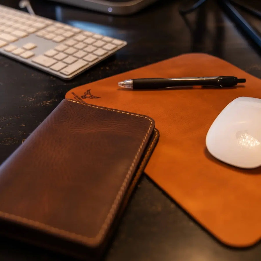 Personalized Full-Grain Leather Mouse Pad — Custom Mouse Pad - Leather Personalized Mouse Pads