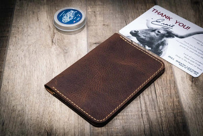 Nomad Leather Passport Holder - Walnut Bull Sheath Leather