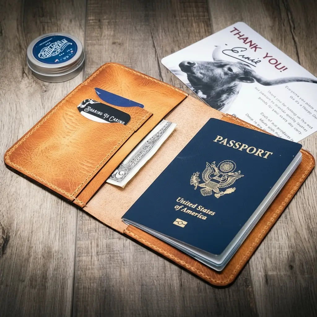 Nomad Leather Passport Holder - Saddle Tan Bull Sheath Leather